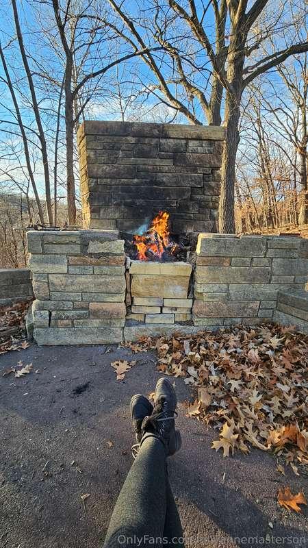 Sorry, even with the fire it's too cold to be naked :P