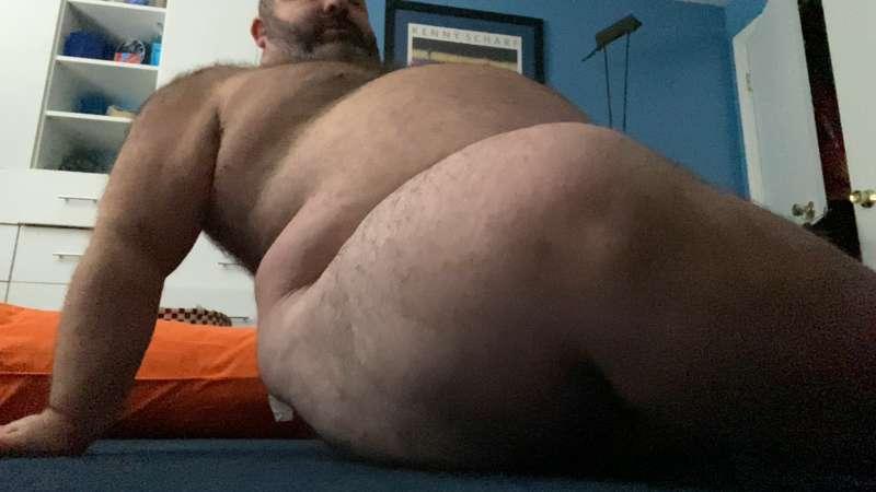 Naked Fat Dad Floor Stretches