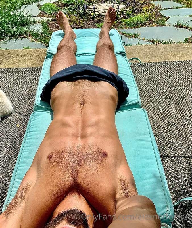 Beautiful day to soak up the sun after a great workout and m..