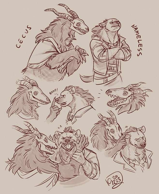 Commissioned Sketch Page - Nameless and Cecus