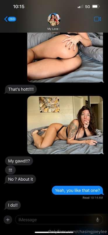 Texting pics I’m taking this morning to Mav while he’s out p..