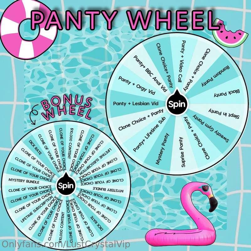 💦🦩 𝐏𝐀𝐍𝐓𝐘 𝐖𝐇𝐄𝐄𝐋 ! 🦩💦a once in a lifetime wheel! win my pantie..