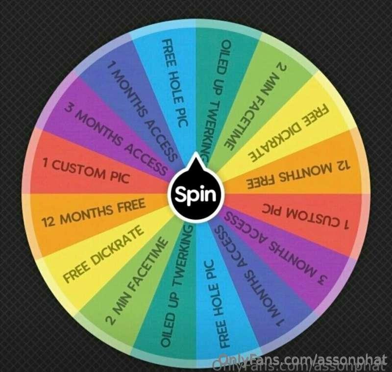 *IM BRINGING BACK SPIN THE WHEEL🤭*

$5 - 2 SPINS🏅
$10 - 3 SP..