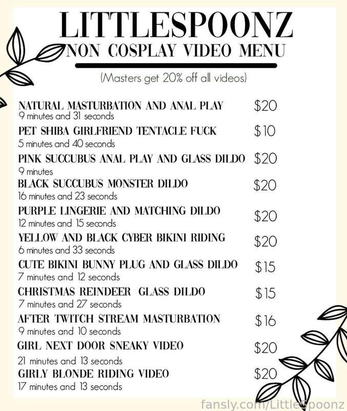 Here are the lists for all of my available videos!
These two lists have been updated to my most bought videos.
My prices for older videos have been dropped!
Please message me if you would like to get one :3

Please remember that this kind of content is most commonly seen in PPV form. That being said my prices reflect that, thank you for understanding &lt;3