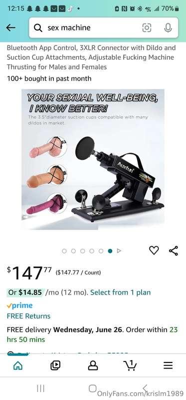 I've decided to buy a sex machine. I will start doin lives a..