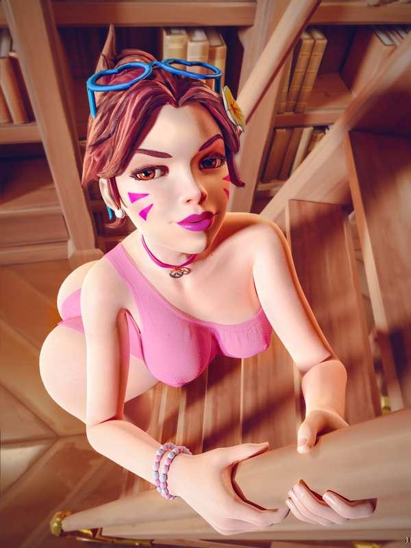 D.Va in Paris Library (SFW+NSFW without a logo/8K)