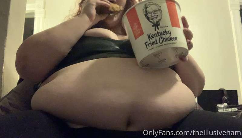 A bucket of fried chicken all to myself… I had already inhal..