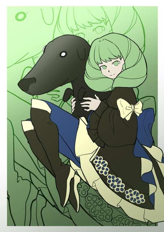 Flayn hugging doggo plushie