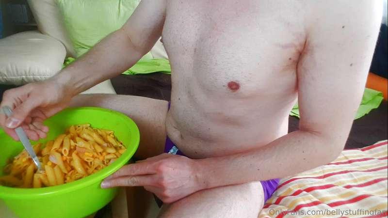 Here are some pics from my new belly stuffing video.
