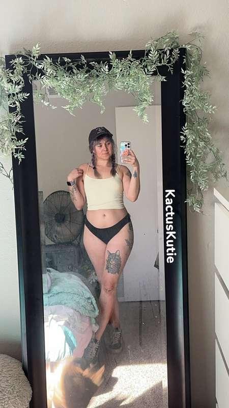 first selfie in my new place! 🤳🏻 

#mirror #selfie #braids #pigtails #tattoogirl #altgirl #sneakers #shoes #panties