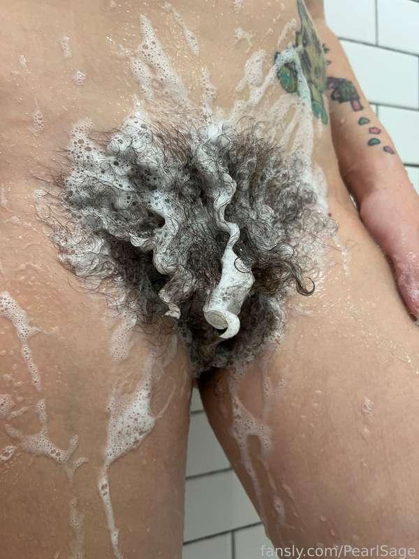 Got my bush soaking wet and soapy in the shower! How beautiful is it! 