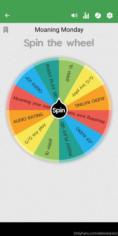 ??SPIN THE WHEEL??
? MASTURBATION MONDAY EDITION?
TIP $5 FOR..