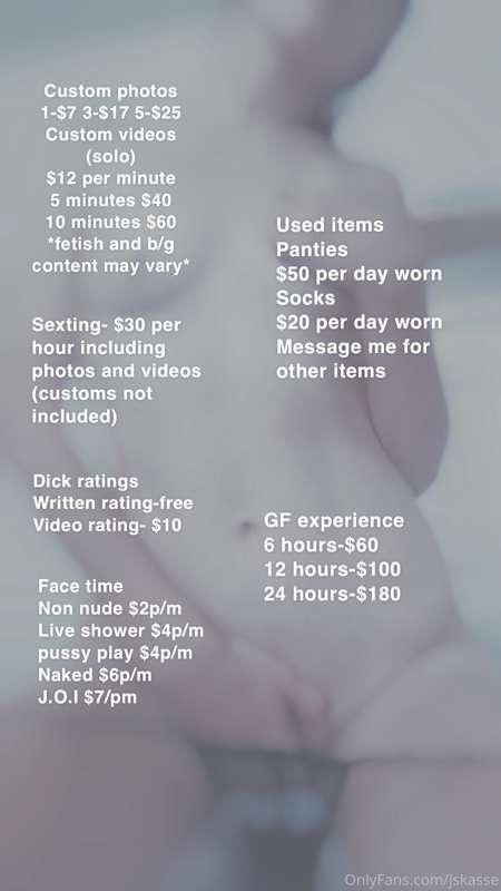 Updated price list🥰