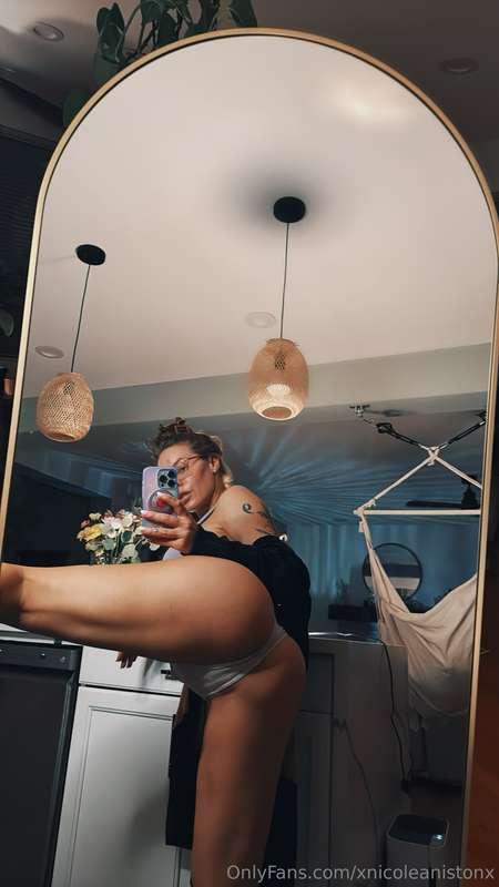 Bending over like this... which hole would you lick first? 🫣..