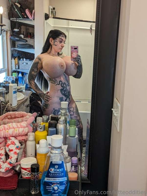 Some before and after shower selfies. I took the wrap off my..