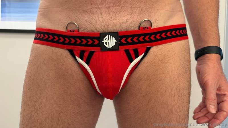 Red Jock strap with loops for harness from Breed Well#gay #s..