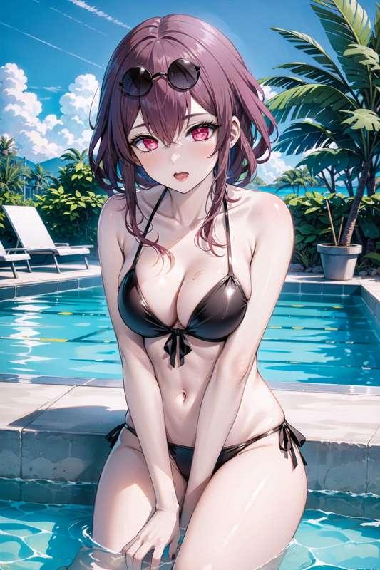 [4K] Kafka Bikini in the pool 💦