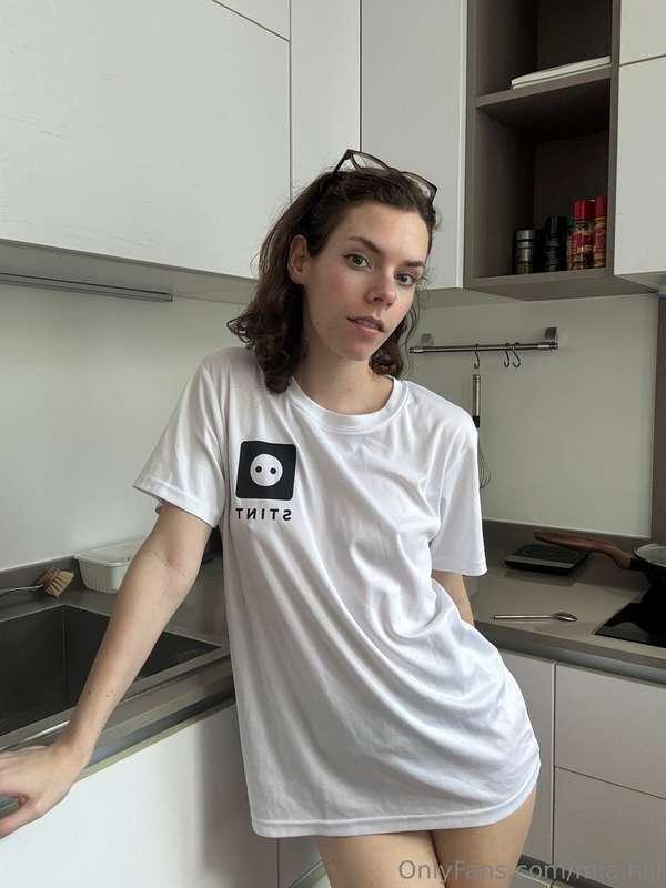 I woke up, I put on the biggest T-shirt I could find., and m..