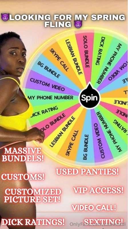 Take a chance on my spin wheel it’s Sunday cumday so let’s h..