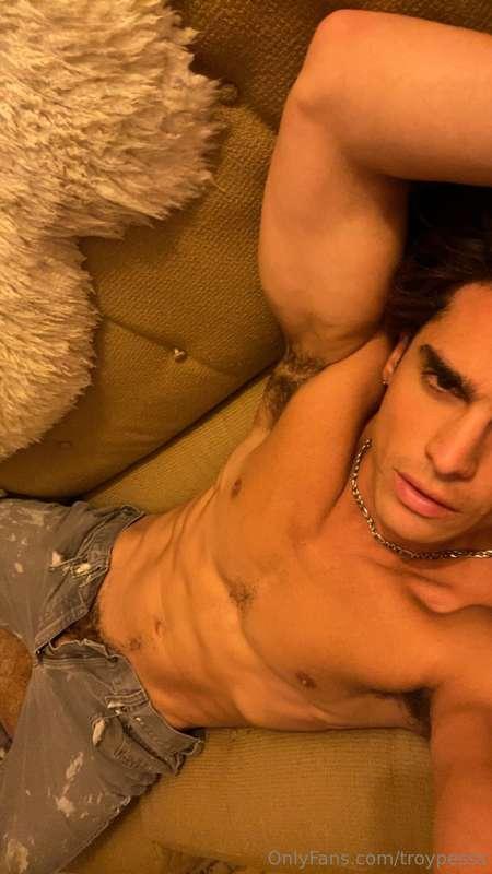 Lyin’ back on the couch with my zipper wide open…Wanna see w..
