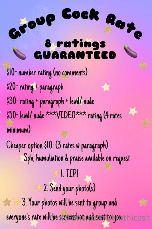 🍆 Bean’s Group Cock Rating Menu 🍆

        ~ 8 HONEST RATING..