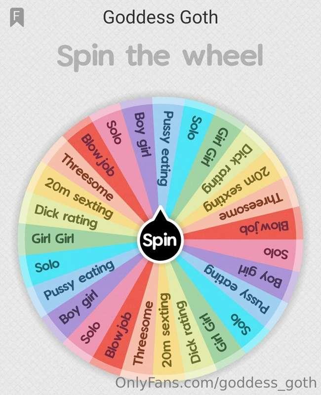 💦***Goddess Goth SPIN THE WHEEL***💦

How does it work? 🤭

Si..