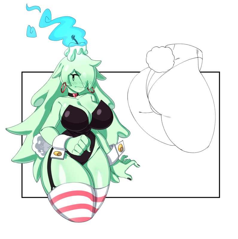Flustered Candelle in a bunny suit