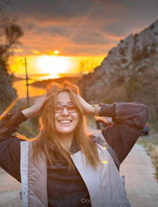 Basking in the golden hues of the sunset, where the sky pain..