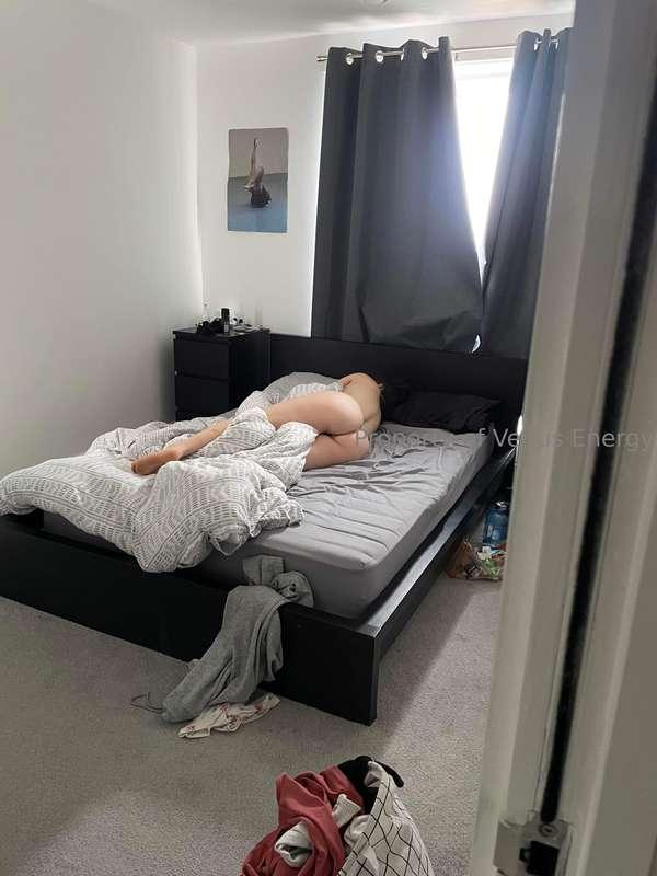 My man took pics of me asleep before he left for work early ..