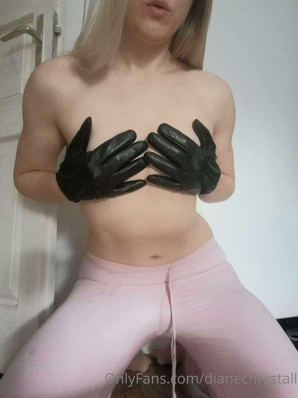 Do you like my leather gloved hand bra?😊 What if I take of? ..