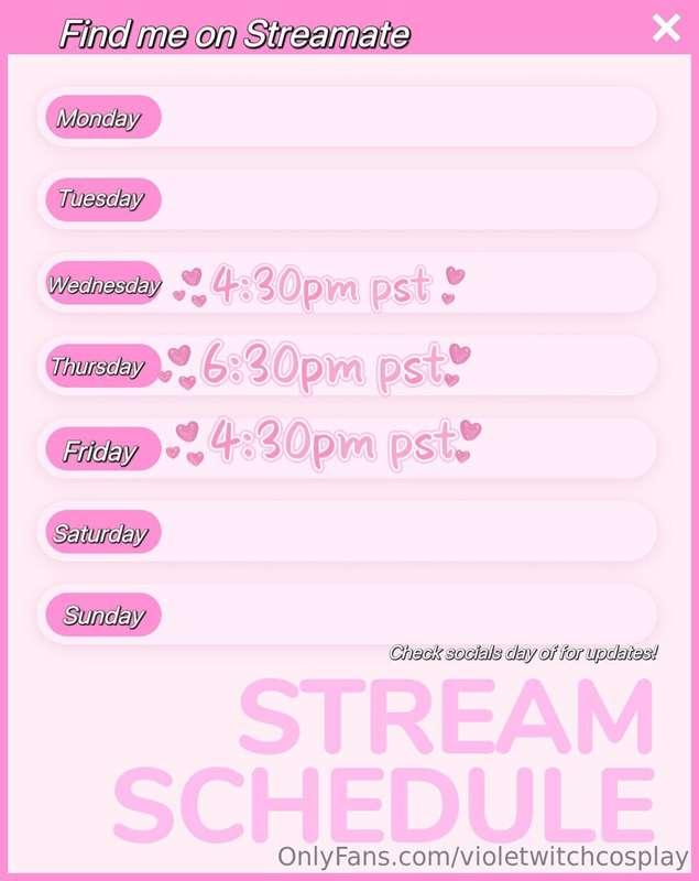 Cam schedule for this wee 💋