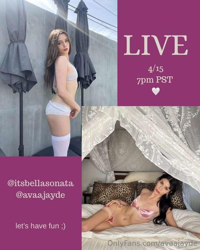 Going live with @itsbellasonata tomorrow at 7pm PST❤️❤️❤️❤️