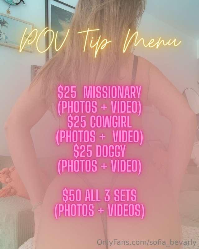 POV TIP MENU I’m back babyyyyy 💗 with your favorite POVs 🎥 I..