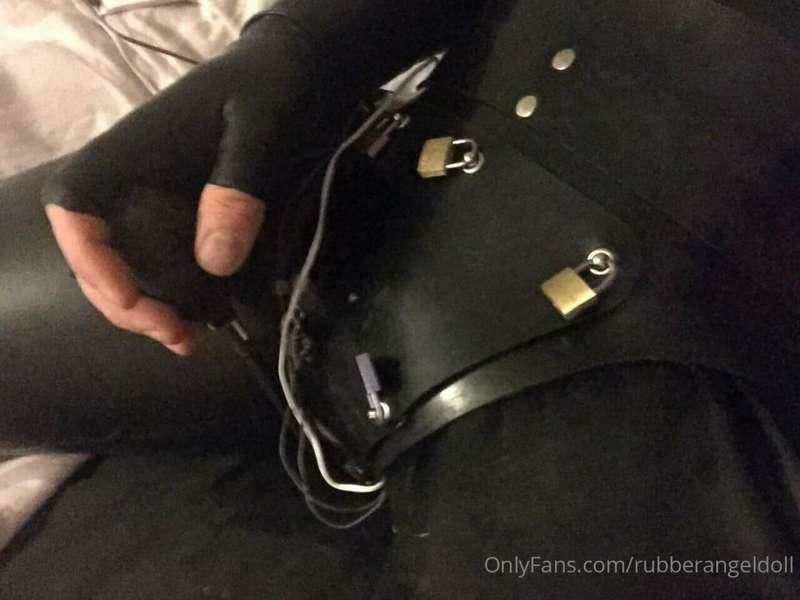 Locked in my slave …… when should I let him out 🤔