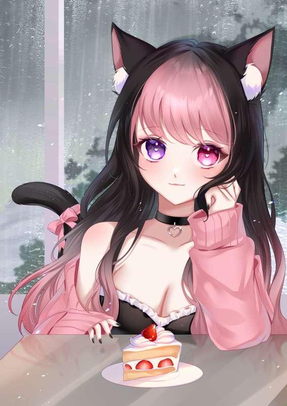 lil update + HD strawb rainy cafe art ♡ [new merch!] [work in progress included]