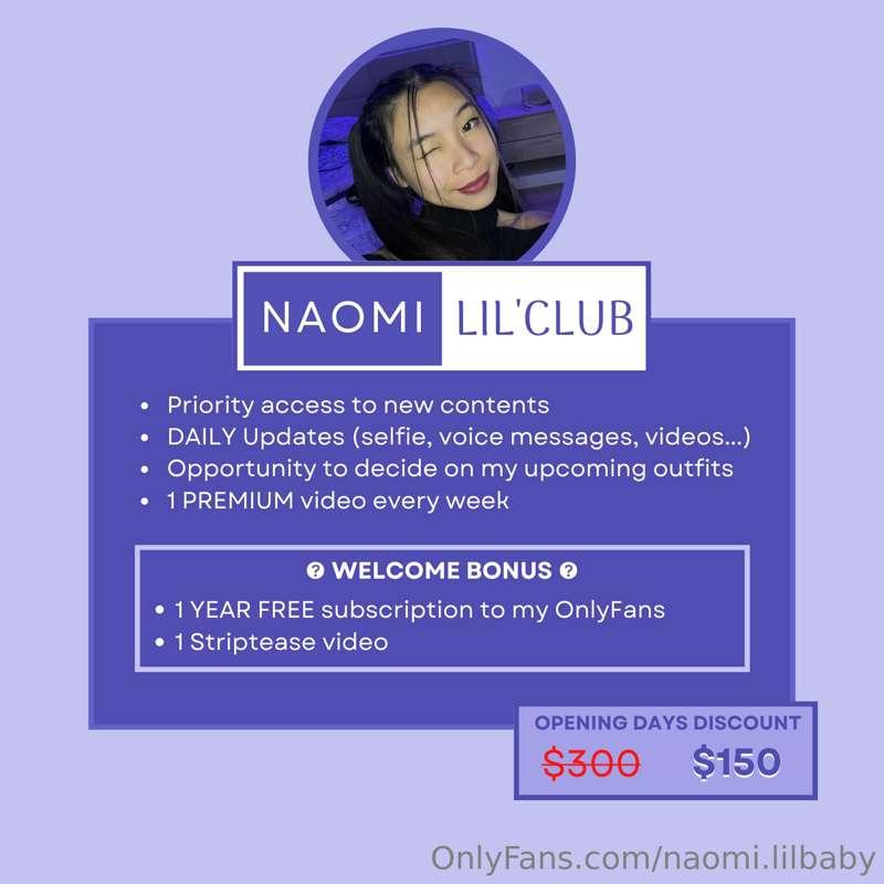 💜 NAOMI LIL'CLUB [opening] 💜

I am thrilled to announce the ..