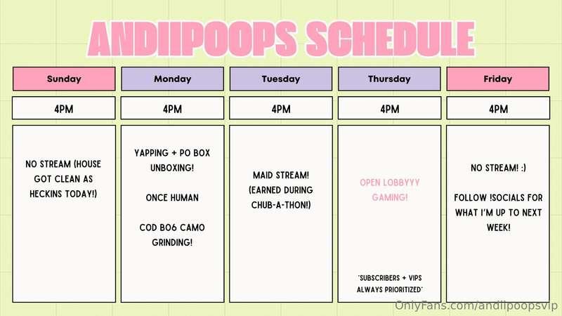 weeeekllyyy twiiiitch schedule :3 <3 