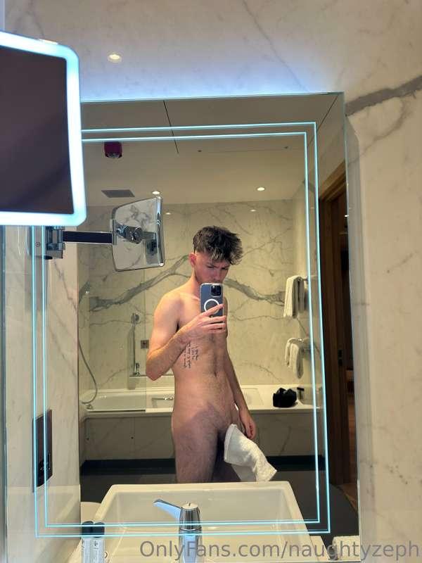 Under this towel is hard cock, come put it in your mouth ple..