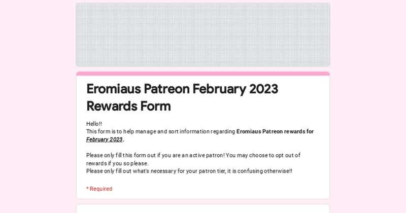 February 2023 Rewards form