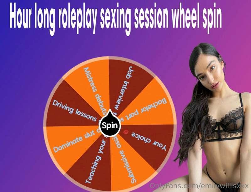 ***POST CLOSED***

Hour long wheel spin roleplay sexting for..