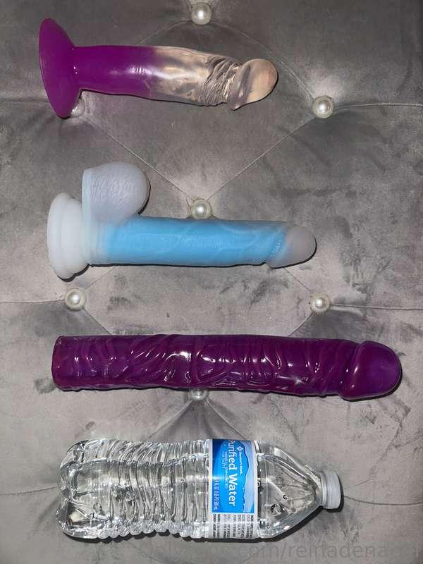Which one do you want to see me use ? Water bottle is for si..