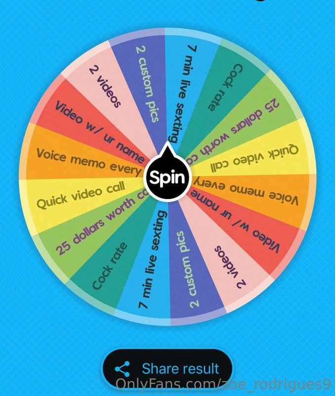 Let’s play a game baby! Tip 5 for one spin and 8 for 2 . I’l..