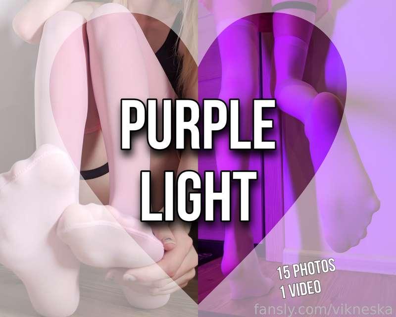 💕 Full photoset "Purple light". 15 photos &amp; 1 video with legs and feet in stockings in different poses &lt;3