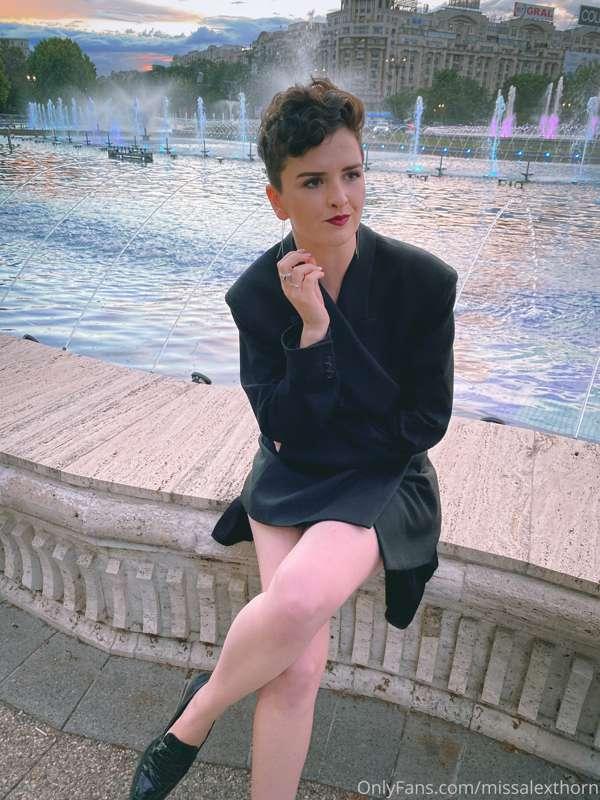 Secretly wandering around the city with no clothes underneat..