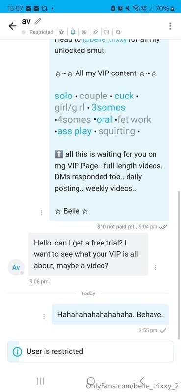 The fucking audacity asking for a free trial to my VIP page...