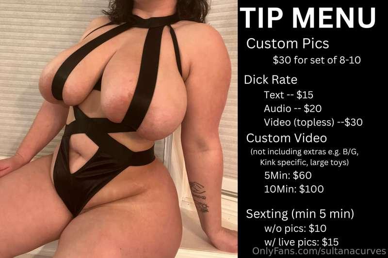 ❤️‍🔥TIP MENU ❤️‍🔥 -- This is a basic list to give you an ide..