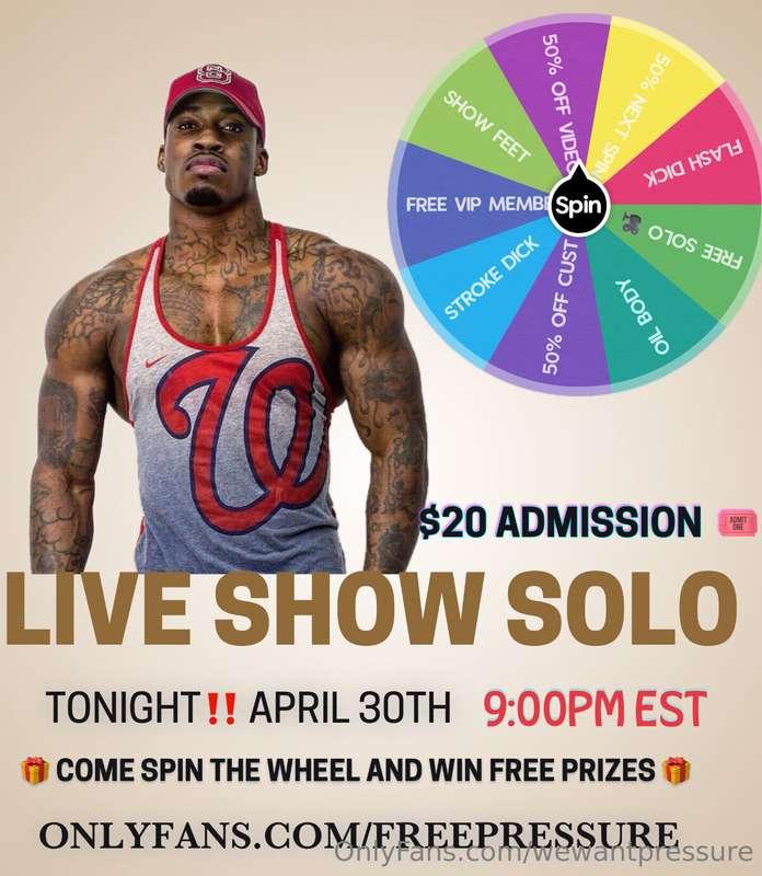***LIVE SOLO SHOW TONIGHT ON MY FREE PAGE*** - @freepressure..