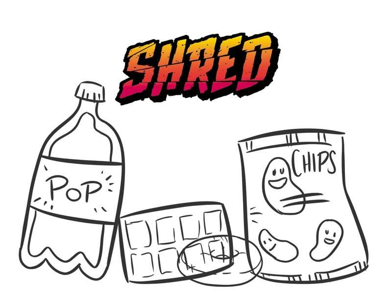 SHRED Munchie Sticker Linework + Coloring Sheet