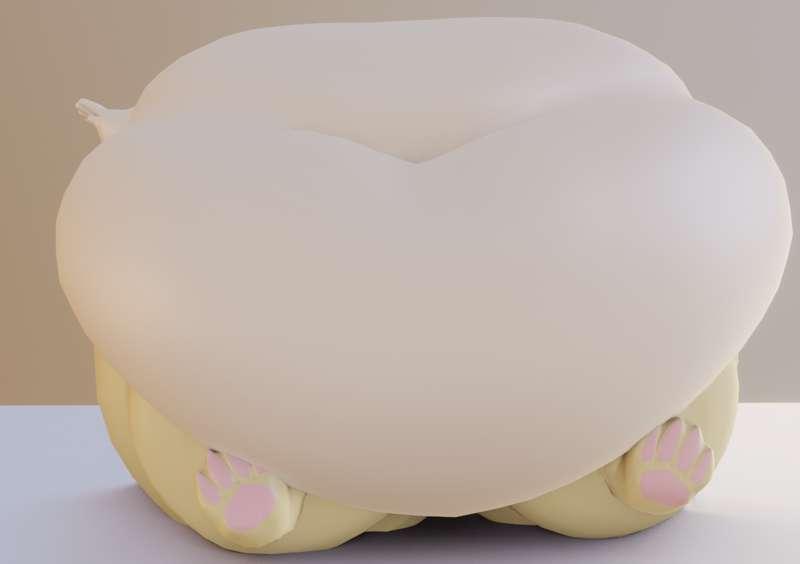 Very obese yellow cat render
