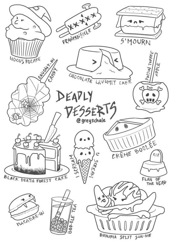 Deadly Desserts Colouring Sheet